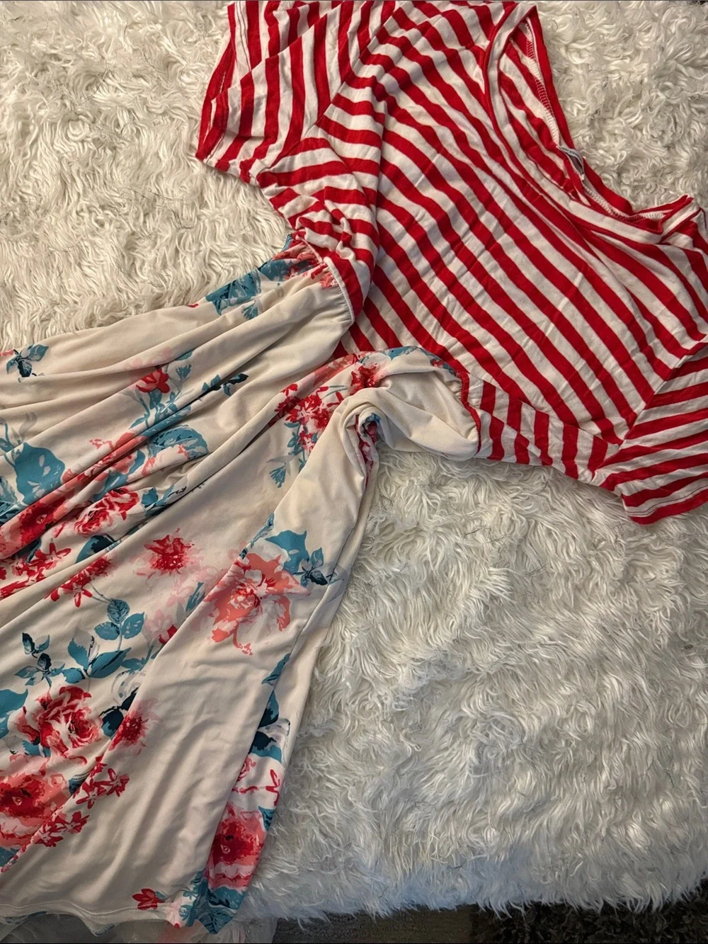 Striped Red Mix Floral Women's Dress!